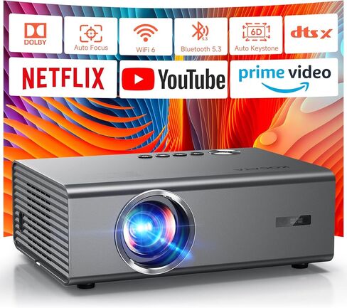 4K Projector with Built-in Apps, 1500ANSI Auto Focus&6D Keystone Dolby Audio Kogata Smart Projector with WiFi 6 Bluetooth Outdoor Movie Proyector for Home Theater HDR10+ UPGRADE in Kuwait