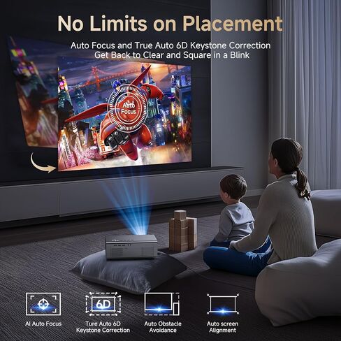 4K Projector with Built-in Apps, 1500ANSI Auto Focus&6D Keystone Dolby Audio Kogata Smart Projector with WiFi 6 Bluetooth Outdoor Movie Proyector for Home Theater HDR10+ UPGRADE in Kuwait