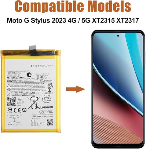 بطارية بديلة Duotipa PG50 جديدة متوافقة مع Moto G Stylus 2023 4G / 5G XT2315 XT2317 مع مجموعة أدوات الإصلاح in Kuwait