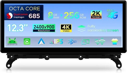 XTRONS Qualcomm 685 Android 14 Car Stereo for BMW X3 F25 / X4 F26 (2014-2016) with NBT System, 12.3 Inch 2K IPS Touch Screen GPS Navigation Support Wireless CarPlay Android Auto (8+256G) in Kuwait
