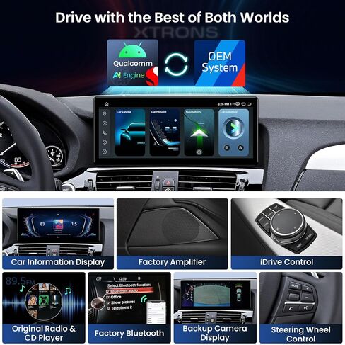 XTRONS Qualcomm 685 Android 14 Car Stereo for BMW X3 F25 / X4 F26 (2014-2016) with NBT System, 12.3 Inch 2K IPS Touch Screen GPS Navigation Support Wireless CarPlay Android Auto (8+256G) in Kuwait