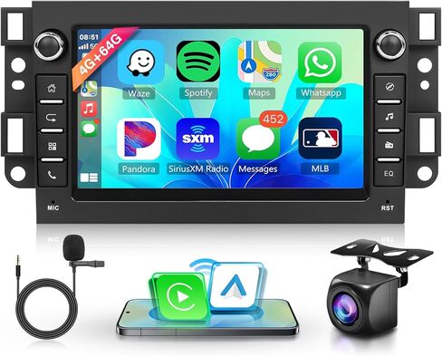 [4G+64G] راديو لسيارة Chevy Captiva/Epica/Tosca/Lova/Kalos/Aveo/Matiz/Spark/Joy مع CarPlay Android Auto، راديو سيارة بشاشة تعمل باللمس 7 بوصة مع بلوتوث، GPS، WiFi، FM/RDS، كاميرا in Kuwait