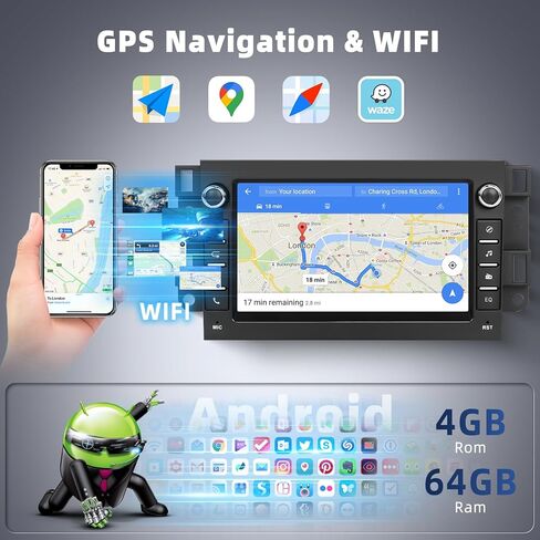 [4G+64G] راديو لسيارة Chevy Captiva/Epica/Tosca/Lova/Kalos/Aveo/Matiz/Spark/Joy مع CarPlay Android Auto، راديو سيارة بشاشة تعمل باللمس 7 بوصة مع بلوتوث، GPS، WiFi، FM/RDS، كاميرا in Kuwait