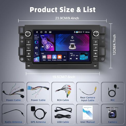 [4G+64G] راديو لسيارة Chevy Captiva/Epica/Tosca/Lova/Kalos/Aveo/Matiz/Spark/Joy مع CarPlay Android Auto، راديو سيارة بشاشة تعمل باللمس 7 بوصة مع بلوتوث، GPS، WiFi، FM/RDS، كاميرا in Kuwait