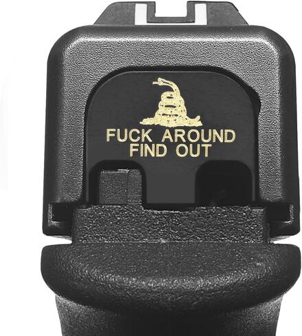 لوحة خلفية منزلق Milspin متوافقة مع Glock Gen 1-5 I Fuckaround اكتشف I Black على النحاس الذي صنعته في الولايات المتحدة الأمريكية (الموديلات G17-41، G45) in Kuwait