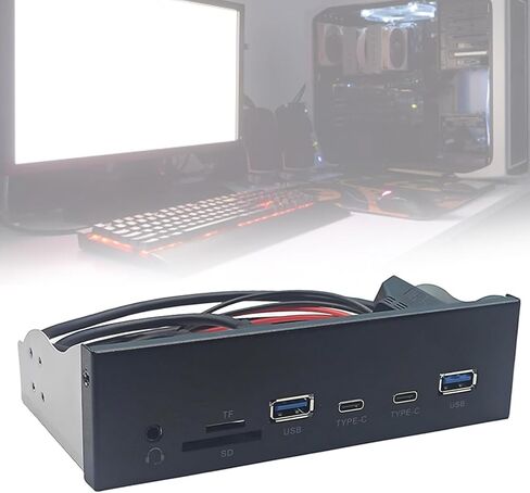 USB3.2 Gen1 5.25Inch Front Panel with Double USB3.0 Type C Port and Memory Card Reader Earphone Adapter Computer Case Accessories in Kuwait
