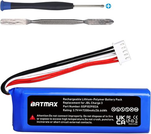 Batmax New 3.7V 7200mAh Battery GSP1029102A for JBL Charge 3 Portable Bluetooth Speaker in Kuwait