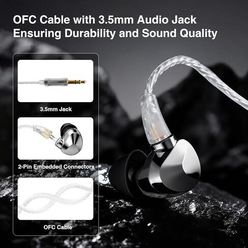 سماعات أذن Questyle Zen داخل الأذن HiFi سلكية، سماعات أذن IEM من فئة الاستوديو، سماعات أذن للألعاب، عزل الضوضاء، كابل OFC للموسيقيين in Kuwait