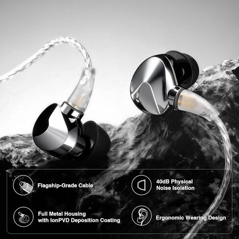سماعات أذن Questyle Zen داخل الأذن HiFi سلكية، سماعات أذن IEM من فئة الاستوديو، سماعات أذن للألعاب، عزل الضوضاء، كابل OFC للموسيقيين in Kuwait