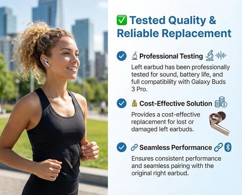 OEM Single Left Ear Replacement Earbud for Samsung Galaxy Buds 3 Pro SM-R630, Compatible Genuine Left Side Only, Original Used Buds3Pro, One R Buds Pro 3, Silver, True Wireless Bluetooth, AI Chip in Kuwait