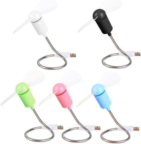 NUOBESTY USB Mini Fans Set 5pcs Flexible Quiet USB Powered Desk Fans Portable for Office Computer Laptop Use Random Color in Kuwait