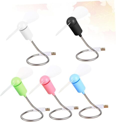 NUOBESTY USB Mini Fans Set 5pcs Flexible Quiet USB Powered Desk Fans Portable for Office Computer Laptop Use Random Color in Kuwait