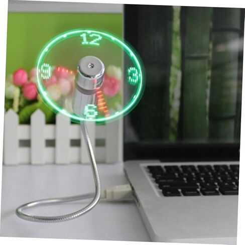 VILLCASE USB LED مروحة صغيرة مع عرض الساعة في الوقت الحقيقي، مروحة معقوفة محمولة قابلة لإعادة الشحن عبر USB لأجهزة الكمبيوتر المحمول والسفر in Kuwait