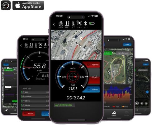 صندوق عداد الأداء المعتمد على نظام تحديد المواقع العالمي (GPS) بتردد 20 هرتز مع مستشعر حركة ذو 6 محاور، ومؤقت دورات السيارة والدراجات النارية ومقياس السحب، ومسجل بيانات السباق المستقل مع تتبع عالي الدقة، وتطبيق iPhone iOS in Kuwait
