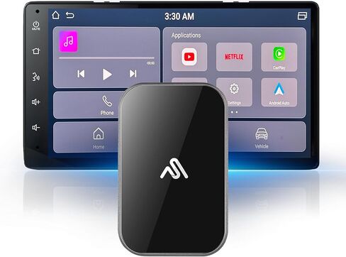 فيديو السيارة اللاسلكي AI Box Flex S (معالج جديد) - النسخ المتطابق للهاتف لاسلكيًا، وبث Netflix، وHulu، وPrime Video، وDisney+، وESPN، وأكثر من 13 تطبيقًا على شاشة المصنع، وCarPlay وAndroid Auto، والتوصيل والتشغيل in Kuwait