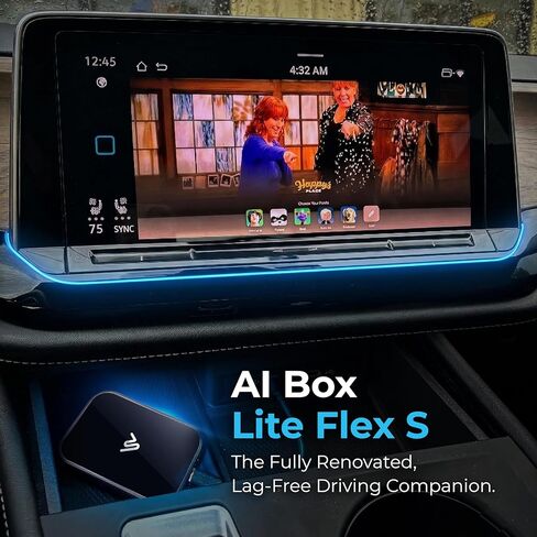 فيديو السيارة اللاسلكي AI Box Flex S (معالج جديد) - النسخ المتطابق للهاتف لاسلكيًا، وبث Netflix، وHulu، وPrime Video، وDisney+، وESPN، وأكثر من 13 تطبيقًا على شاشة المصنع، وCarPlay وAndroid Auto، والتوصيل والتشغيل in Kuwait