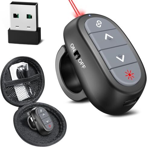 Presentation Clicker PowerPoint Wireless Presenter Remote: Laser Pointer Computer Clickers, Hyperlink Finger Ring Project Power Point PPT Clicker for Mac Laptop Office, Slideshow Google Slide Advancer in Saudi Arabia