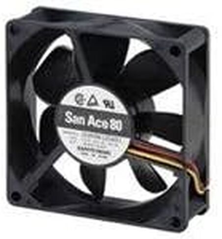 SANYO Denki 109R0824S4D01 DC Fan Sq80x25mm 24VDC 2.4W, 3400RPM 42.4CFM 34dBA, Locked Rotor Sensor, 3-W Plastic F/B in Kuwait