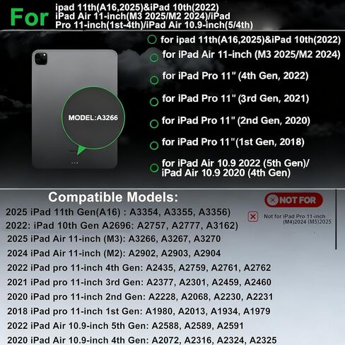 حافظة لوحة المفاتيح QUARK لجهاز iPad (A16) 11/10th Gen، (أسود داكن، iPad 11th/10th، iPad Pro 11"/Air (11"/5/4)) in Kuwait