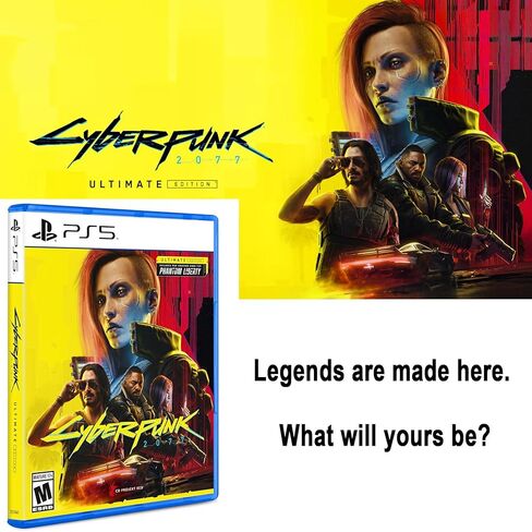 Cyberpunk 2077: Ultimate Edition for PlayStation 5 (US Version), with PremGear ThumbSticks (2 pack: 1 High-Rise, 1 Mid-Rise) & Cleaning Cloth in Kuwait