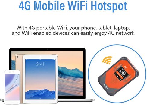Yoidesu 4G LTE Mobile Hotspot Router 300Mbps بطاقة SIM جاهزة للوصول إلى الإنترنت، جهاز توجيه السفر مع بطارية 4000mAh وشاشة LCD، نقطة اتصال WiFi لرحلات التخييم والعمل in Kuwait