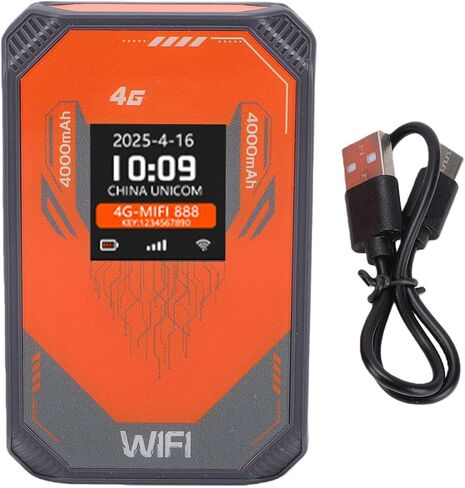 Yoidesu 4G LTE Mobile Hotspot Router 300Mbps بطاقة SIM جاهزة للوصول إلى الإنترنت، جهاز توجيه السفر مع بطارية 4000mAh وشاشة LCD، نقطة اتصال WiFi لرحلات التخييم والعمل in Kuwait