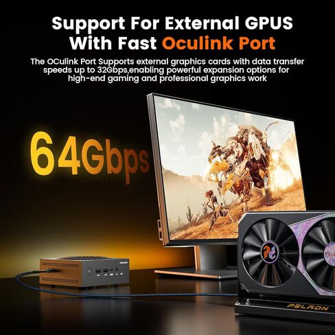 كمبيوتر صغير PELADN، Ryzen AI 9 HX 370،24GB LPDDR5X/1TB PCIe 4.0 SSD، Dual 2.5G LAN، USB4 20Gbps Type-C/DP/HD، WiFi7 4K/60 هرتز ثلاثي العرض USB3.2/BT5.4 أجهزة كمبيوتر صغيرة in Kuwait