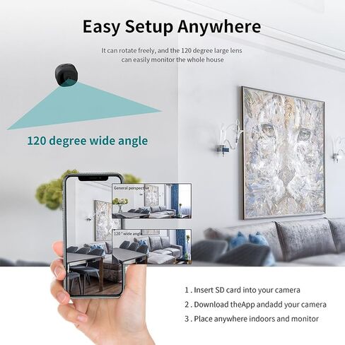 Wireless Security Camera Indoor, 680P HD WiFi Camera with Night Vision& Motion Detection, 2-Way Audio for Home/Office Monitor, SD/Cloud Storage,Black in Saudi Arabia