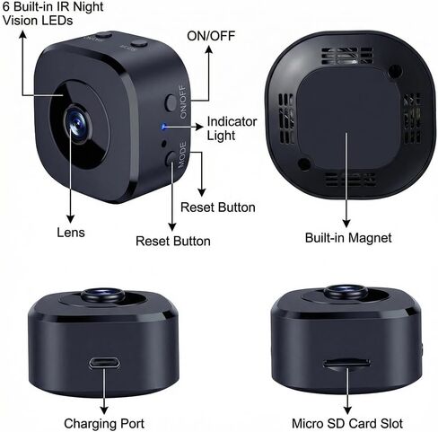 Wireless Security Camera Indoor, 680P HD WiFi Camera with Night Vision& Motion Detection, 2-Way Audio for Home/Office Monitor, SD/Cloud Storage,Black in Saudi Arabia