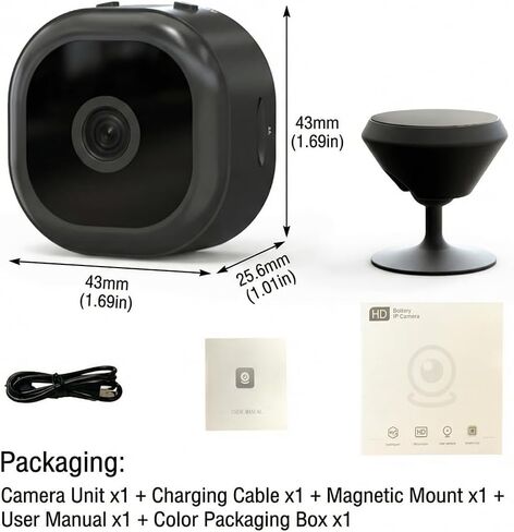 Wireless Security Camera Indoor, 680P HD WiFi Camera with Night Vision& Motion Detection, 2-Way Audio for Home/Office Monitor, SD/Cloud Storage,Black in Saudi Arabia