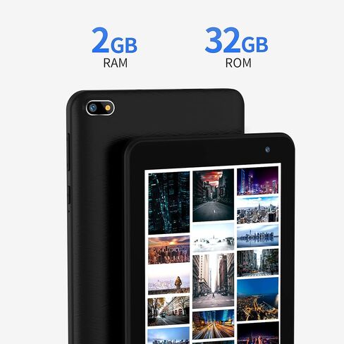 Tablet 7 inch, Android OS Reading Tablet, 32GB Storage, Quad Core, 1024x600 HD IPS Display, 2.0 MP Rear Camera, Wi-Fi, Bluetooth, Black in Kuwait
