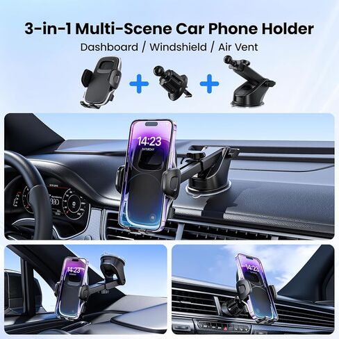 Car Phone Holder [Upgraded Strongest Suction,One-Touch Lock,Stable Hook,360° Rotation] Truck Cradle Stand for Dashboard Windshield Vent,Cell Phone Mount for iPhone 17 Pro Max 16 15 Samsung in Kuwait