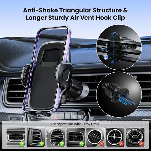 Car Phone Holder [Upgraded Strongest Suction,One-Touch Lock,Stable Hook,360° Rotation] Truck Cradle Stand for Dashboard Windshield Vent,Cell Phone Mount for iPhone 17 Pro Max 16 15 Samsung in Kuwait