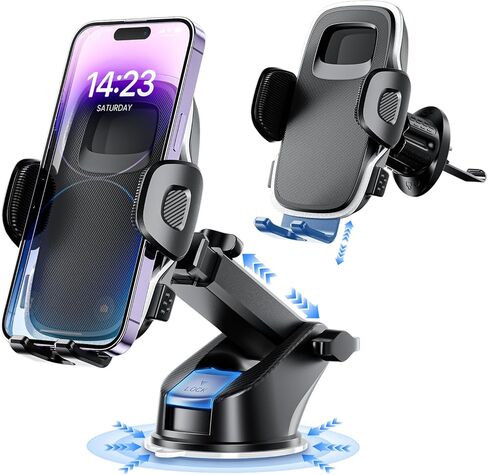 Car Phone Holder [Upgraded Strongest Suction,One-Touch Lock,Stable Hook,360° Rotation] Truck Cradle Stand for Dashboard Windshield Vent,Cell Phone Mount for iPhone 17 Pro Max 16 15 Samsung in Kuwait
