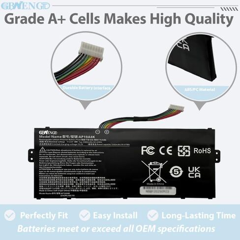 AP19A8K استبدال بطارية الكمبيوتر المحمول لشركة أيسر Chromebook Spin 311 CP311 CP311-1H CP311-1HN CP311-2H CP311-2HN CB311-9H CP311-3H Spin 511 R752TN R752T Series 3ICP5/58/72 40.22Wh 11.55V 3482 مللي أمبير in Kuwait