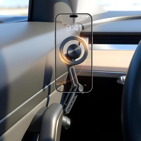 Aukee Phone Mount for Tesla Model 3 and Model Y, Easy Installation andFoldable 360° Adjustable Strongest Magnet Power Tesla Phone Holder Fit for All MagSafe iPhone and Phone with Metal Ring, 1PCS in Kuwait