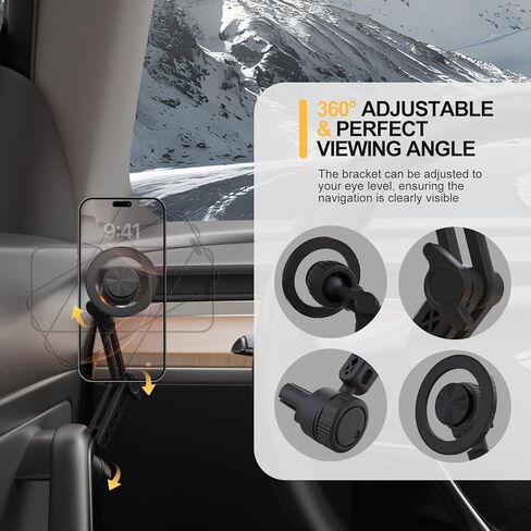 Aukee Phone Mount for Tesla Model 3 and Model Y, Easy Installation andFoldable 360° Adjustable Strongest Magnet Power Tesla Phone Holder Fit for All MagSafe iPhone and Phone with Metal Ring, 1PCS in Kuwait