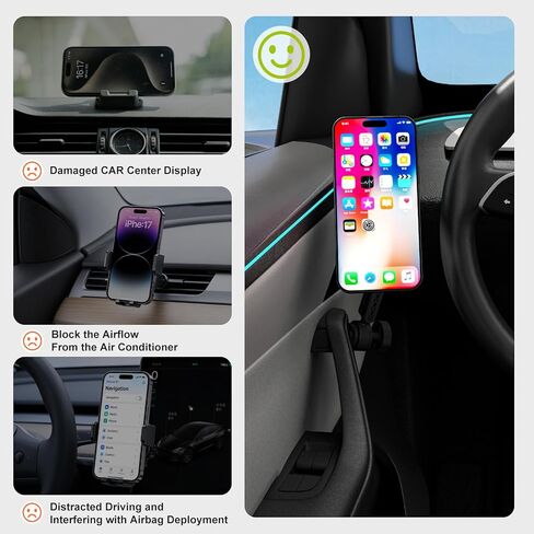 Aukee Phone Mount for Tesla Model 3 and Model Y, Easy Installation andFoldable 360° Adjustable Strongest Magnet Power Tesla Phone Holder Fit for All MagSafe iPhone and Phone with Metal Ring, 1PCS in Kuwait
