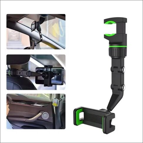 Car Phone Holder,Rear View Mirror Phone Holder, 360° Rotatable Rearview Mirror Phone Holder for Car for Hands-Free Viewing & Music Playing for Dash, Headrest, Kitchen, Bedroom - Fits All Smartphones in Kuwait