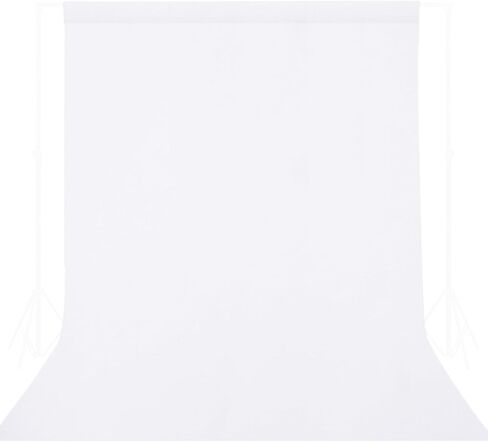 GFCC 8FTx10FT White Backdrop Background for Photography Photoshoot | Non-Reflective, Polyester Curtain, Easy Hang, Multipurpose Screen for Studio Photo Booth, Video Recording, Portrait, Party in Kuwait