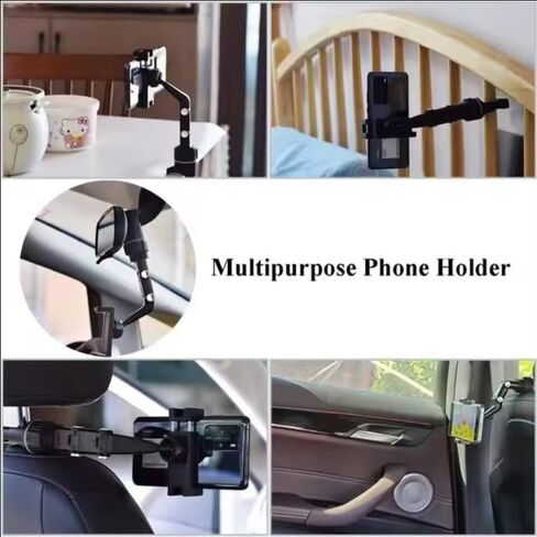 Car Phone Holder,Rear View Mirror Phone Holder, 360° Rotatable Rearview Mirror Phone Holder for Car for Hands-Free Viewing & Music Playing for Dash, Headrest, Kitchen, Bedroom - Fits All Smartphones in Kuwait