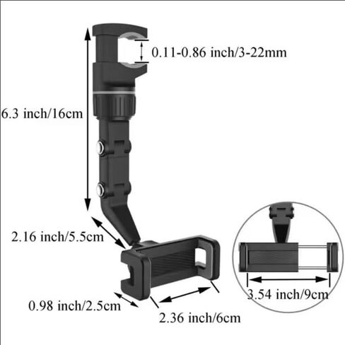 Car Phone Holder,Rear View Mirror Phone Holder, 360° Rotatable Rearview Mirror Phone Holder for Car for Hands-Free Viewing & Music Playing for Dash, Headrest, Kitchen, Bedroom - Fits All Smartphones in Kuwait