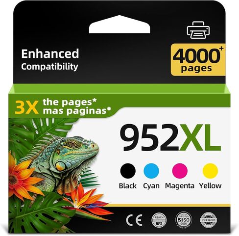 952XL Ink Cartridges Black Color Combo Pack for HP 952 XL Printer OfficeJet 7740 HP952 HP952XL for 8710 8720 8715 8210 8740 8702 8725 7720 8730 8700 8200 8216 8714 8745 8728 (Chip Version-C74) in Kuwait