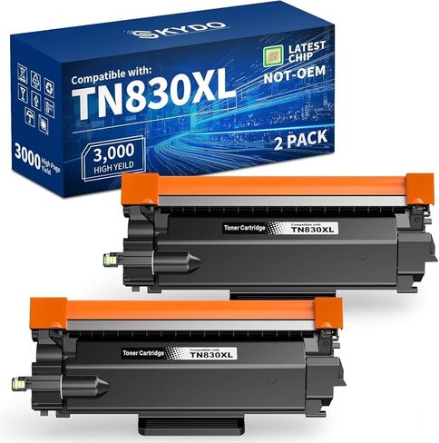 خرطوشة حبر متوافقة مع الطابعة Skydo TN830XL ​​سوداء عالية الإنتاجية لطابعات TN830 TN-830 TN 830 XL تعمل لطابعات DCP-L2640DW HL-L2460DW HL-L2480DW MFC-L2820DW HL-L2400D HL-L2405W (عبوتان) in Kuwait