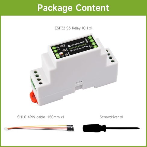 Waveshare Industrial 1-Channel ESP32-S3 WiFi Relay Module, Wi-Fi/Bluetooth Support, Onboard RS485 Interface, Multiple Isolation Protection Circuits, Industrial-Grade Rail-Mount Enclosure in Kuwait