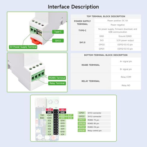 Waveshare Industrial 1-Channel ESP32-S3 WiFi Relay Module, Wi-Fi/Bluetooth Support, Onboard RS485 Interface, Multiple Isolation Protection Circuits, Industrial-Grade Rail-Mount Enclosure in Kuwait