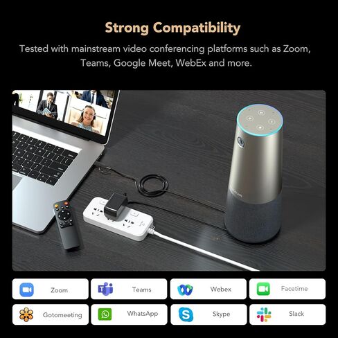 كاميرا ويب لمؤتمرات الفيديو NUROMUM C46 4K مع ميكروفون، 8 ميجابكسل CMOS/AI تأطير تلقائي/تكبير 5x، كاميرا غرفة الاجتماعات مع ميكروفون ومكبر صوت لإلغاء الضوضاء، التقاط صوتي بطول 16 قدمًا للكمبيوتر الشخصي/الكمبيوتر المحمول/الفرق in Kuwait