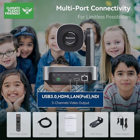 Tenveo 4K NDI PTZ Camera Bundle/Kit - 3-Pack 20X Optical + 8X Digital Zoom AI Cameras (LAN/HDMI/USB3.0), 7-inch Quad-Screen NDI Joystick Controller, 4K HDMI SDI Video Switcher and 8-Port PoE Switch in Kuwait