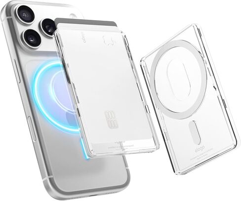 حامل بطاقات مغناطيسي شفاف من elago متوافق مع MagSafe لهواتف iPhone 15 وiPhone 14 وiPhone 13 وiPhone 12 Series - محفظة هاتف آمنة، هيكل متين من البولي كربونات، حماية من الأضرار (شفاف) in Kuwait