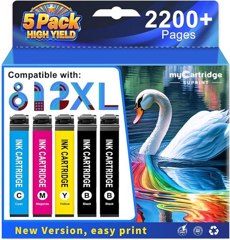 استبدال خرطوشة الحبر المعاد تصنيعها من myCartridge SUPRINT لحزمة التحرير والسرد لخراطيش الحبر Epson 812 812XL أحدث ترقية لطابعات Workforce Pro WF-7820 WF-7840 WF-7310 812 خراطيش حبر (5 عبوات) in Kuwait